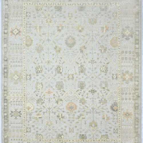 Hand-Knotted High Low Oushak Rug – Aqua Wool Rug