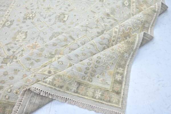 Hand-Knotted High Low Oushak Rug – Aqua Wool Rug
