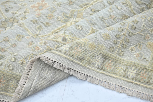 Hand-Knotted High Low Oushak Rug – Aqua Wool Rug