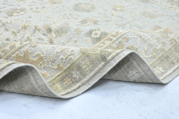 Hand-Knotted High Low Oushak Rug – Aqua Wool Rug