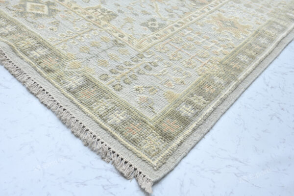 Hand-Knotted High Low Oushak Rug – Aqua Wool Rug
