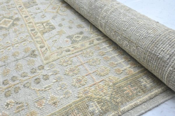 Hand-Knotted High Low Oushak Rug – Aqua Wool Rug