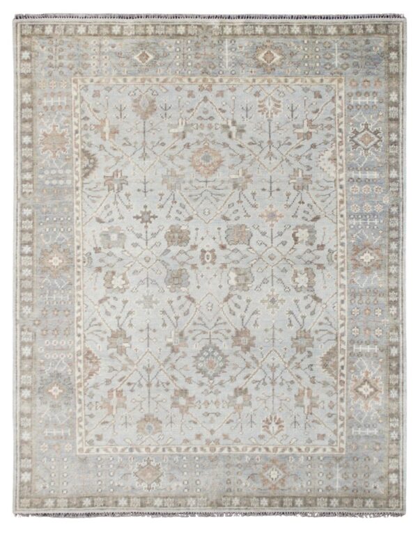 LTO-03 – Hand Knotted Rug – Indian Knotts Oushak – Aqua/Silver