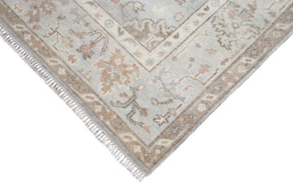 LTO-04 – Hand Knotted Rug – Indian Knotts Oushak – Silver/Aqua