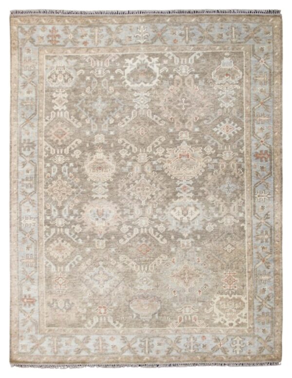 LTO-07 – Hand Knotted Rug – Turkish Knotts Oushak – Grey/Silver