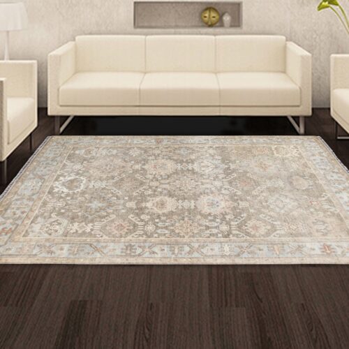 LTO-07 – Hand Knotted Rug – Indian Knotts Oushak – Grey/Silver