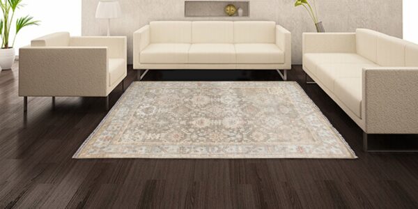 LTO-07 – Hand Knotted Rug – Turkish Knotts Oushak – Grey/Silver