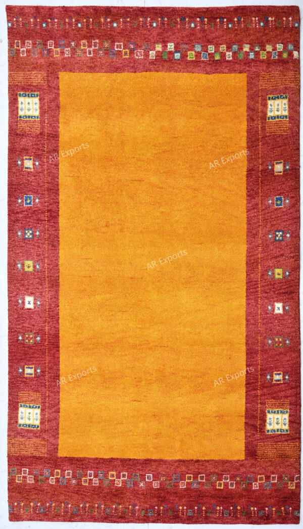 Hand-Knotted Gabbeh Rug – Yellow Geometric Rug