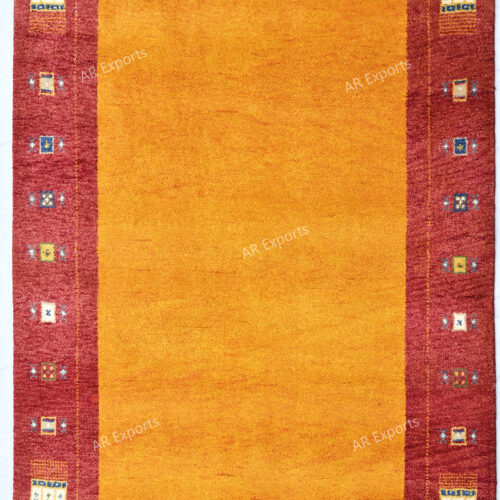 Hand-Knotted Gabbeh Rug – Yellow Geometric Rug