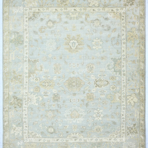 Hand-Knotted High Low Oushak Rug – Silver Oushak Rug