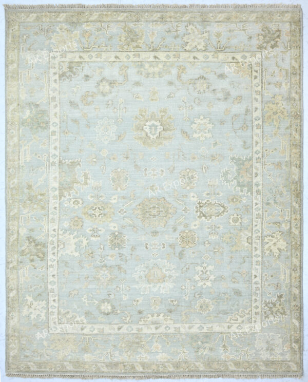 Hand-Knotted High Low Oushak Rug – Silver Oushak Rug