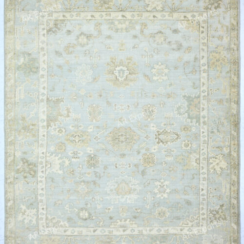 Hand-Knotted High Low Oushak Rug – Silver Oushak Rug