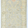 Hand-Knotted Turkish Pastel Oushak Runner Rug – Silver Aqua