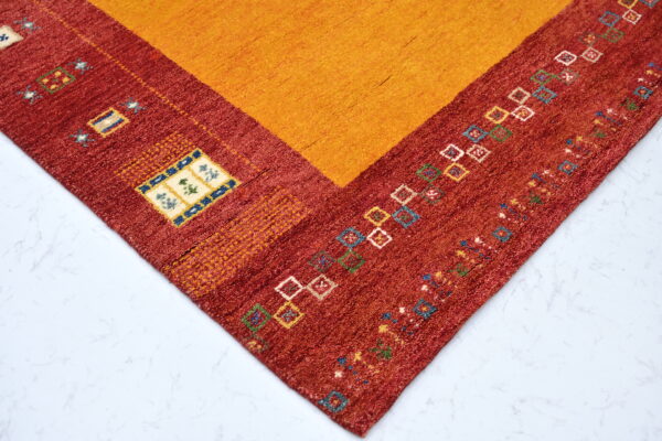 Hand-Knotted Gabbeh Rug – Yellow Geometric Rug
