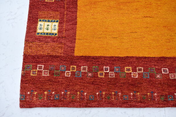 Hand-Knotted Gabbeh Rug – Yellow Geometric Rug