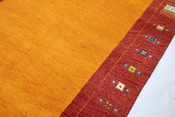 Hand-Knotted Gabbeh Rug – Yellow Geometric Rug
