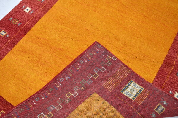 Hand-Knotted Gabbeh Rug – Yellow Geometric Rug