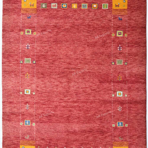 Hand-Knotted Gabbeh Rug – Yellow Geometric Rug (Copy)