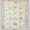 Hand-Knotted Turkish Colorful Oushak Rug – Beige Rust