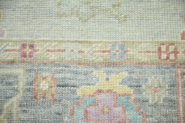 3 Hand-Knotted Turkish Colorful Oushak Rug – Aqua Gray
