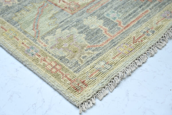 4 Hand-Knotted Turkish Colorful Oushak Rug – Aqua Gray