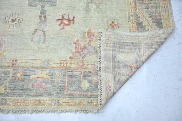 5 Hand-Knotted Turkish Colorful Oushak Rug – Aqua Gray