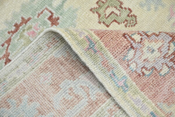 Hand-Knotted Turkish Colorful Oushak Rug – Beige Rust