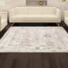Hand-Knotted High Low Oushak Rug – Beige Wool Rug