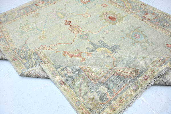 DSC_0251 Hand-Knotted Turkish Colorful Oushak Rug – Aqua Gray