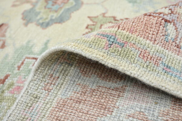 Hand-Knotted Turkish Colorful Oushak Rug – Beige Rust
