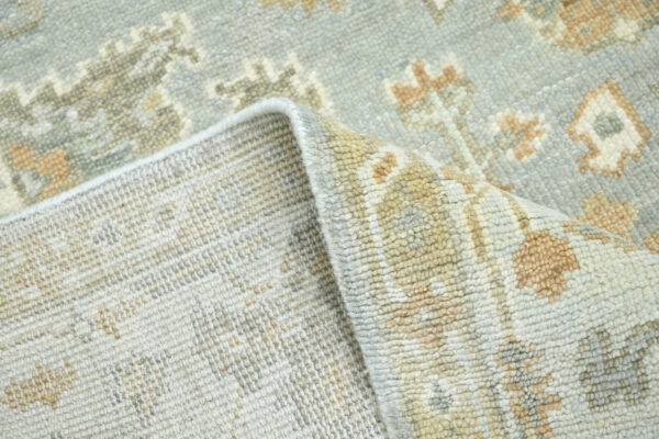 Hand-Knotted Turkish Pastel Oushak Rug – Silver Aqua Wool Rug