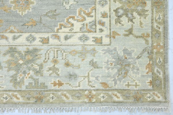 Hand-Knotted Turkish Pastel Oushak Rug – Silver Aqua Wool Rug