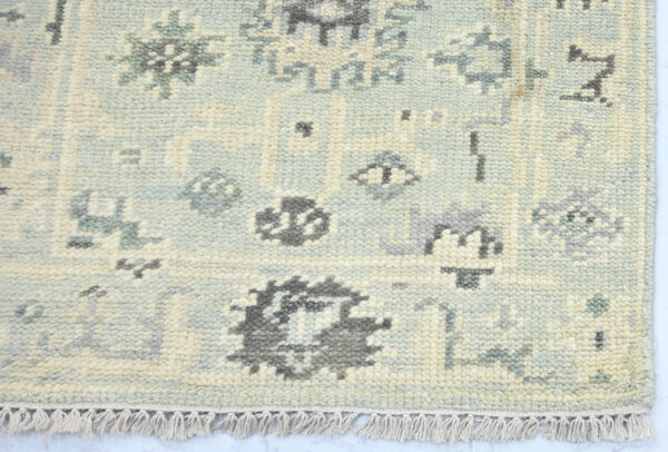 Hand-Knotted Turkish Pastel Oushak Runner Rug – Aqua