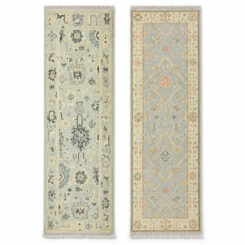 Vintage Pastel Oriental Runner Rugs